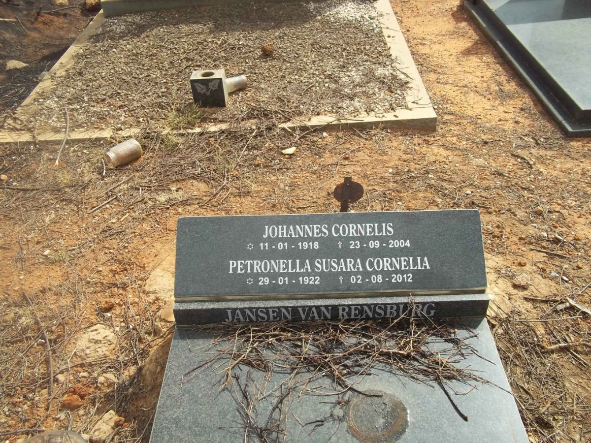 RENSBURG Johannes Cornelis, Jansen van 1918-2004 &amp; Petronella Susara Cornelia 1922-2012