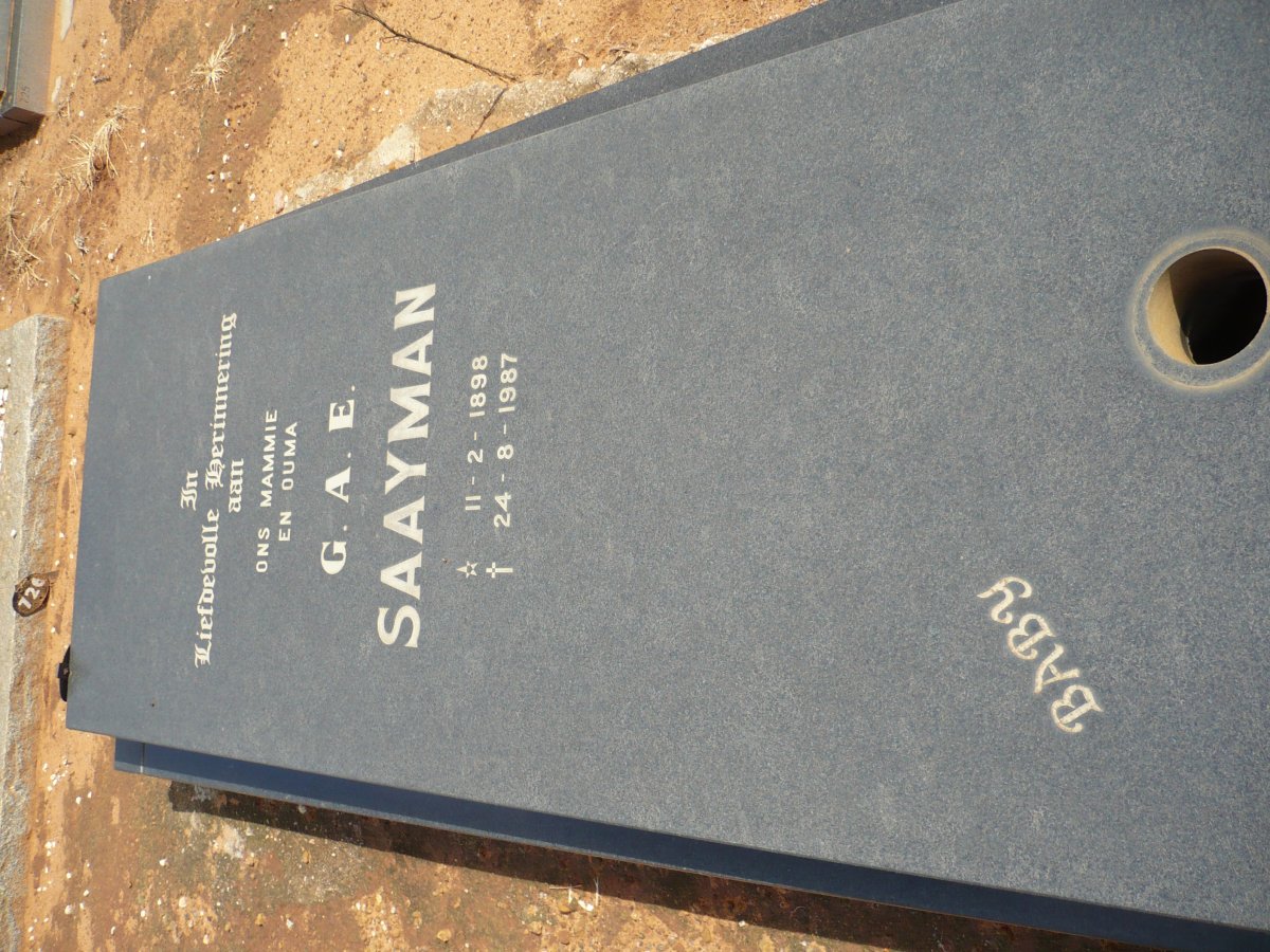 SAAYMAN G.A.E. 1898-1987
