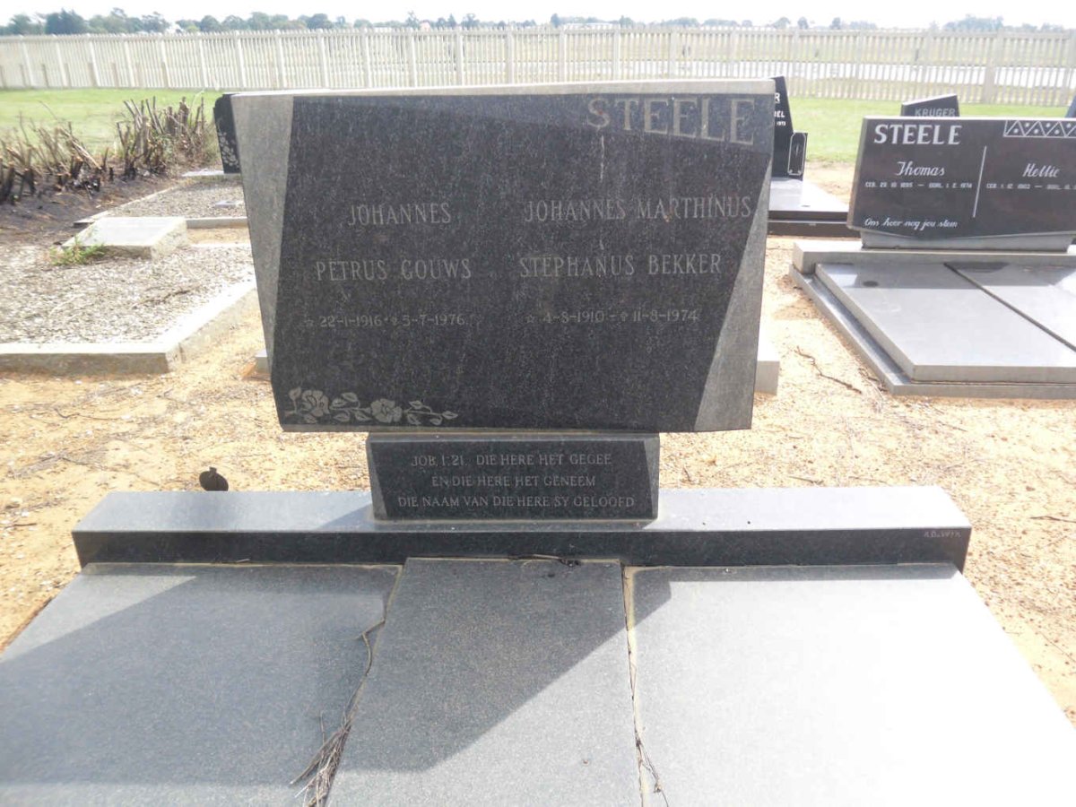 STEELE Johannes Marthinus Stephanus Bekker 1910-1974 :: STEELE Johannes Petrus Gouws 1916-1976