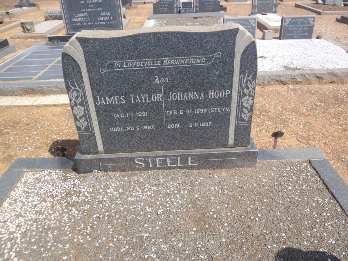 STEELE James Taylor 1891-1967 &amp; Johanna Hoop STEYN 1899-1987