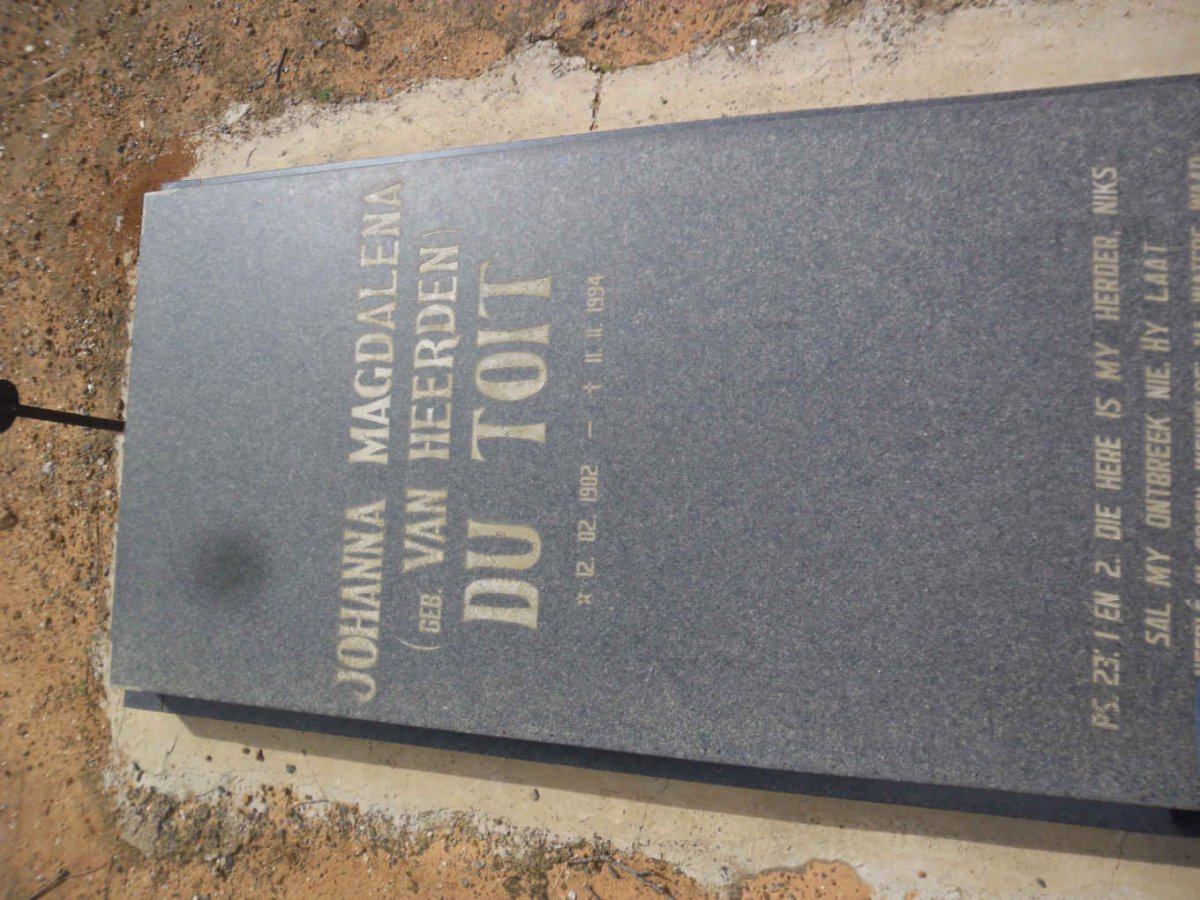 TOIT Johanna Magdalena, du nee VAN HEERDEN 1902-1994