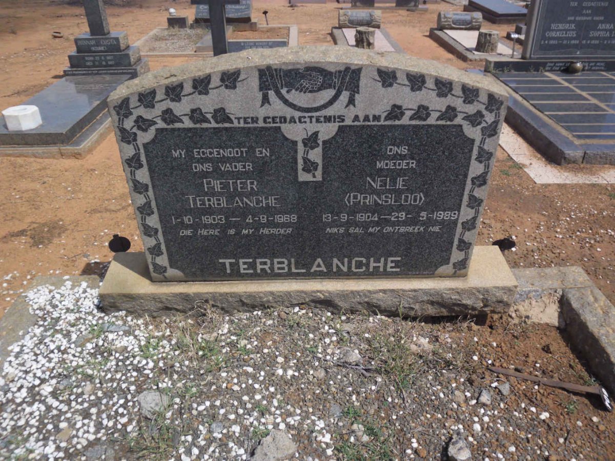 TERBLANCHE Pieter 1903-1968 &amp; Nelie PRINSLOO 1904-1989