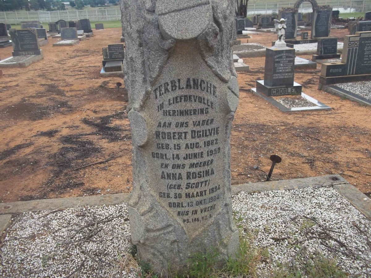 TERBLANCHE Robert Ogilvie 1882-1950 &amp; Anna Rosina SCOTT 1894-1984