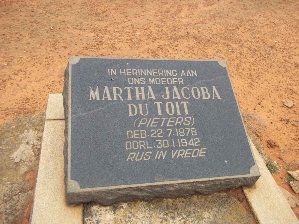 TOIT Martha Jacoba, du nee PIETERS 1878-1942