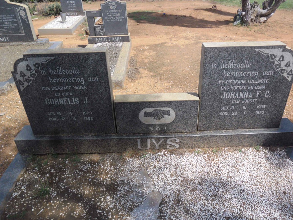 UYS Cornelis J. 1900-1982 &amp; Johanna F.C. JOOSTE 1905-1973