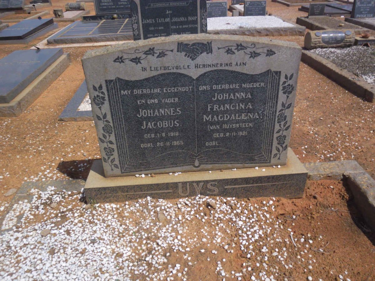 UYS Johannes Jacobus 1918-1965 &amp; Johanna Francina Magdalena VAN HUYSSTEEN 1921-