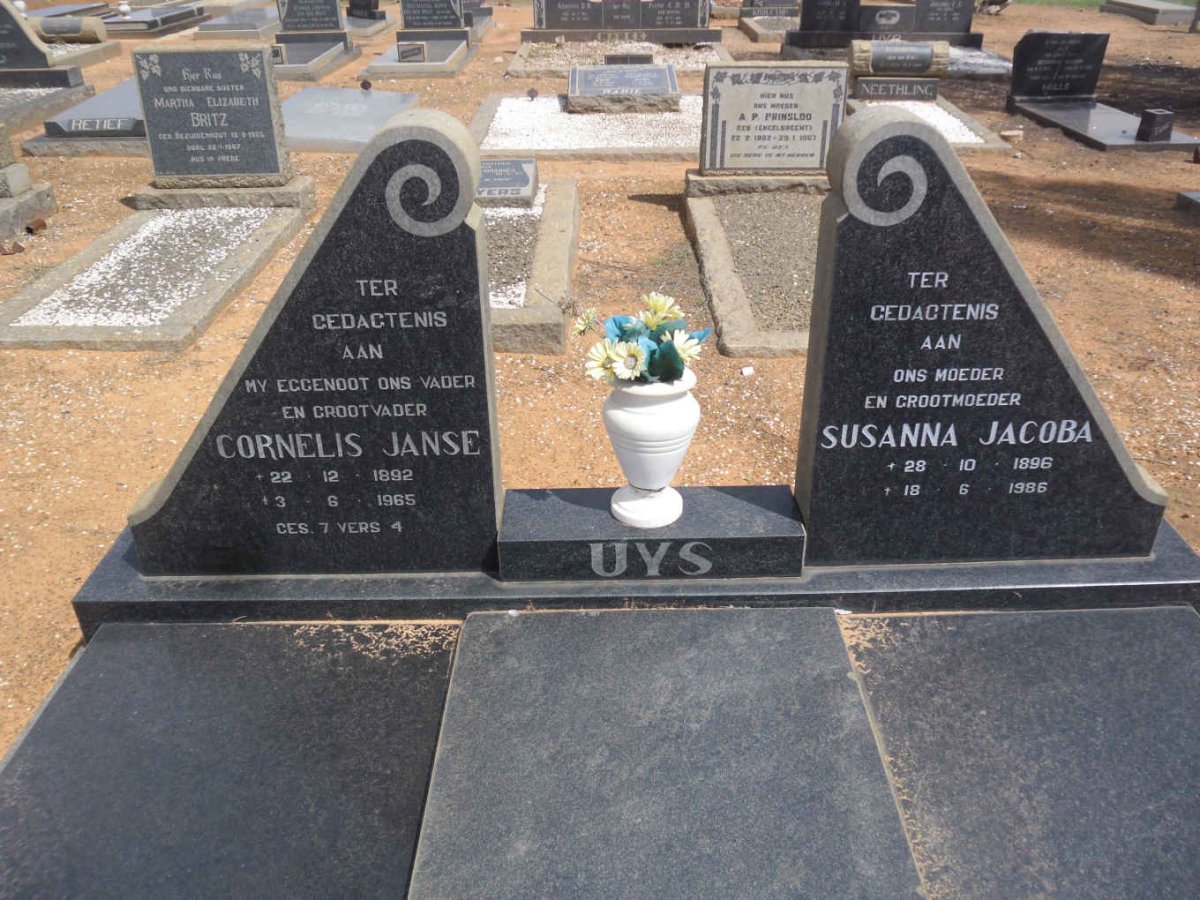 UYS Cornelis Janse 1892-1965 &amp; Susanna Jacoba 1896-1986