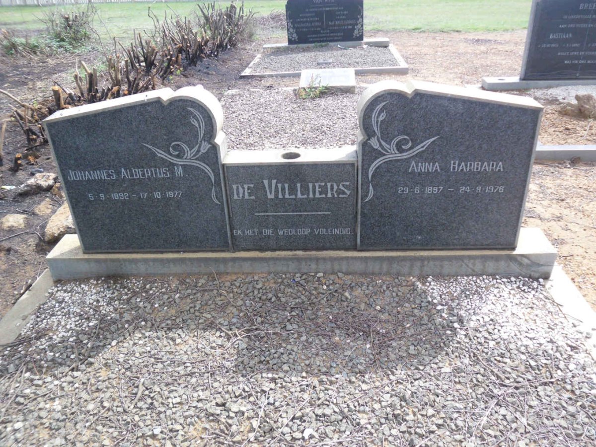 VILLIERS Johannes Albertus, de 1892-1977 &amp; Anna Barbara 1897-1976