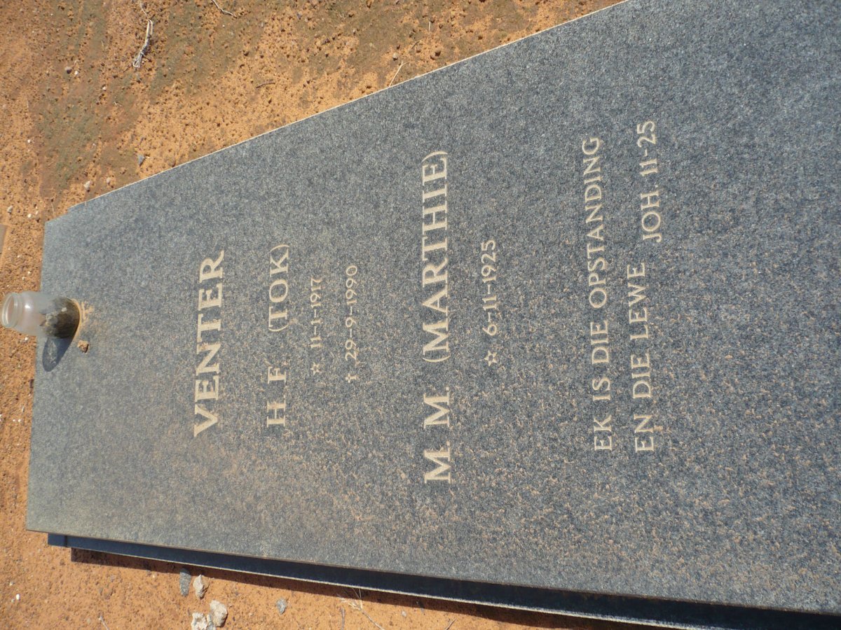VENTER H.F. 1917-1990 &amp; M.M. 1925-