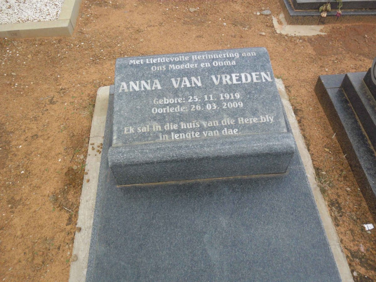 VREDEN Anna, van 1919-2009