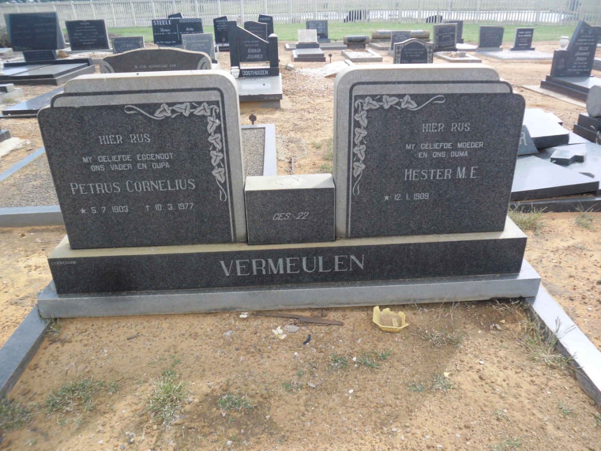 VERMEULEN Petrus Cornelius 1903-1977 &amp; Hester M.E. 1909-