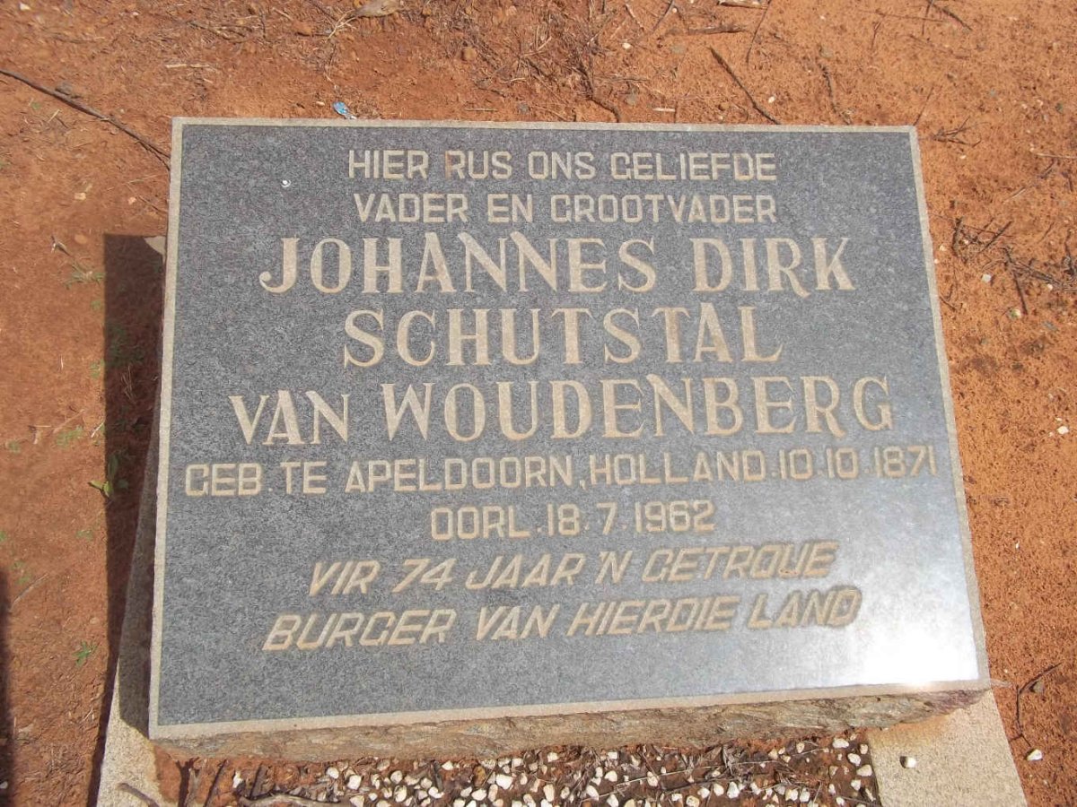 WOUDENBERG Johannes Dirk Schutstal, van 1871-1962