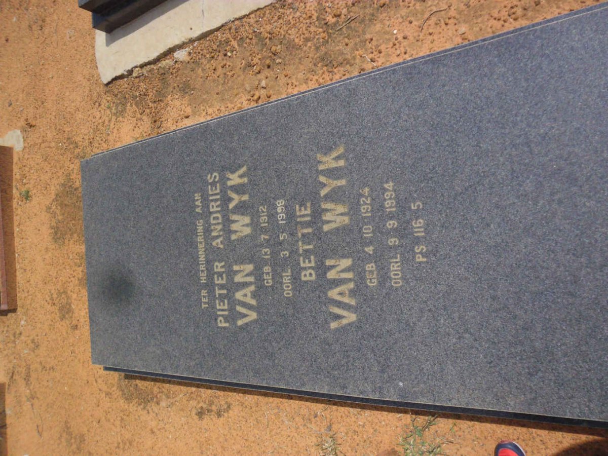 WYK Pieter Andries, van 1912-1998 &amp; Bettie 1924-1994