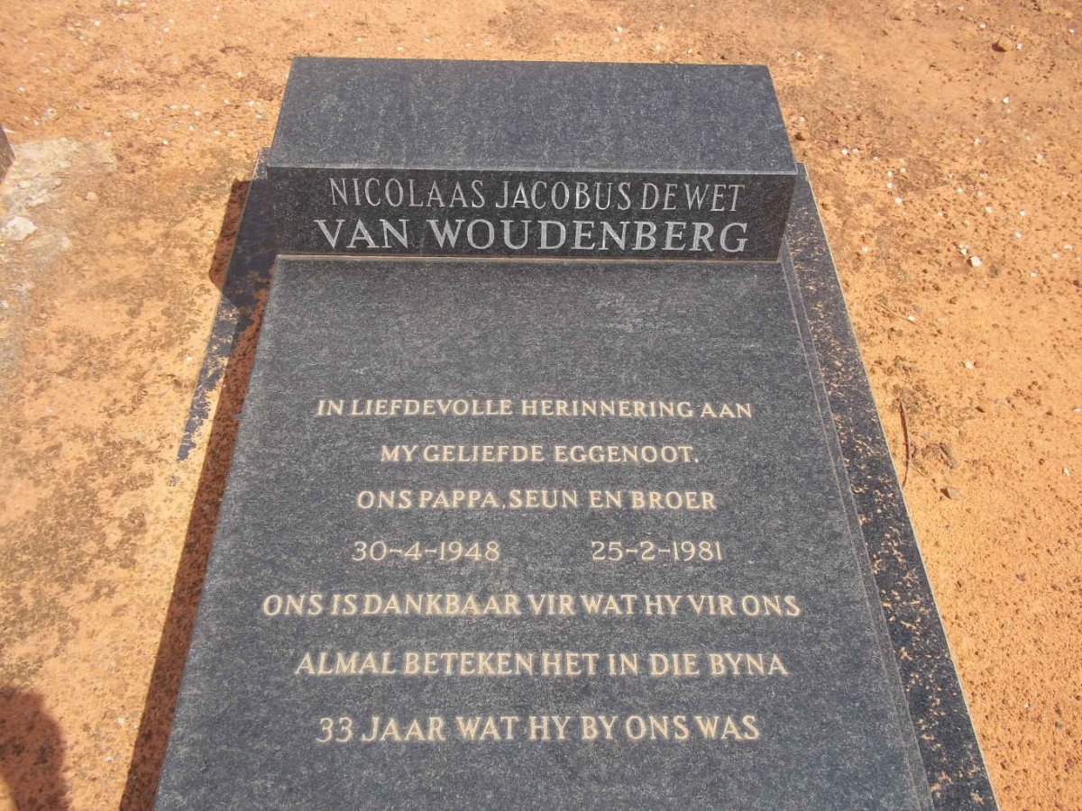 WOUDENBERG Nicolaas Jacobus De Wet, van 1948-1981