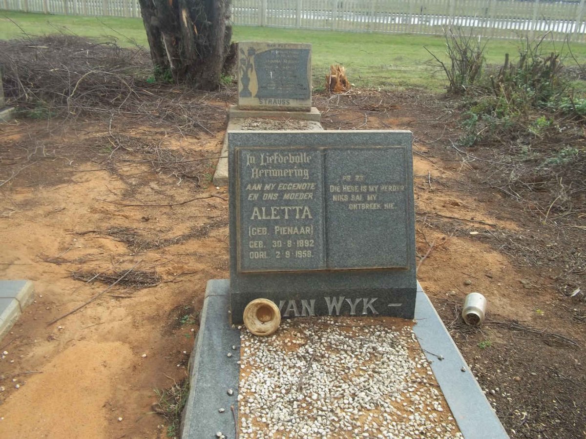 WYK Aletta, van nee PIENAAR 1892-1958
