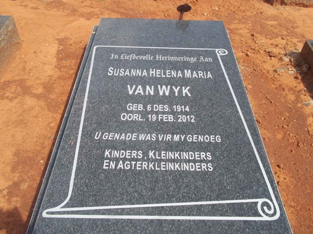 WYK Susanna Helena Maria, van 1914-2012