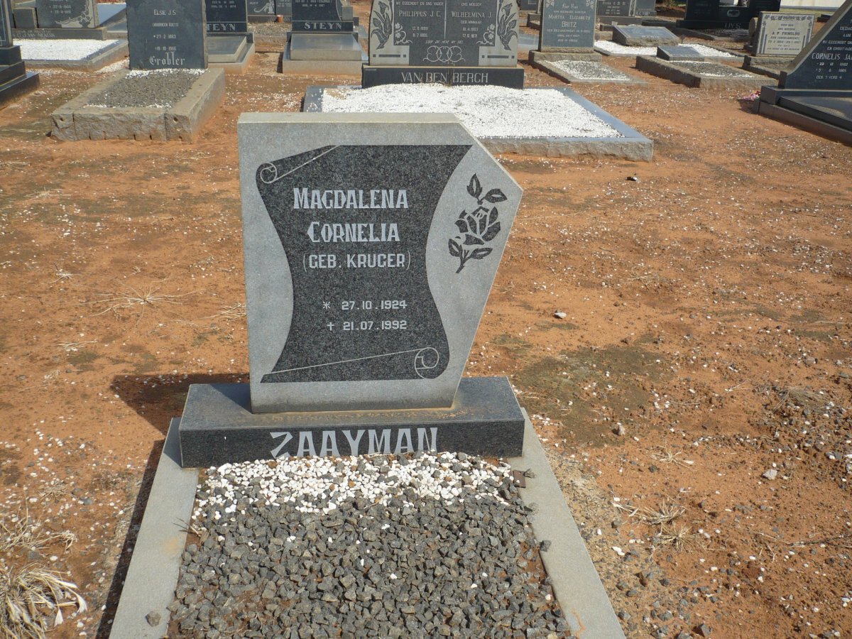 ZAAYMAN Magdalena Cornelia nee KRUGER 1924-1992