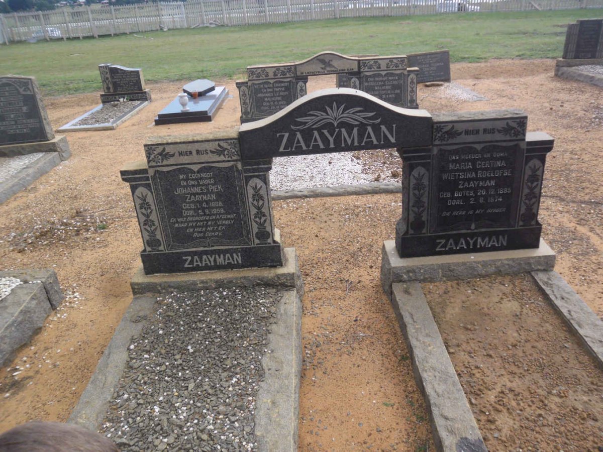 ZAAYMAN Johannes Piek 1888-1959 &amp; Maria Gertina Wietsina Roelofse BOTES 1895-1974