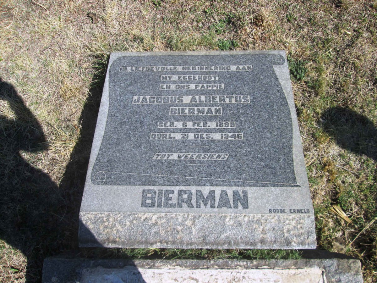 BIERMAN Jacobus Albertus 1899-1946