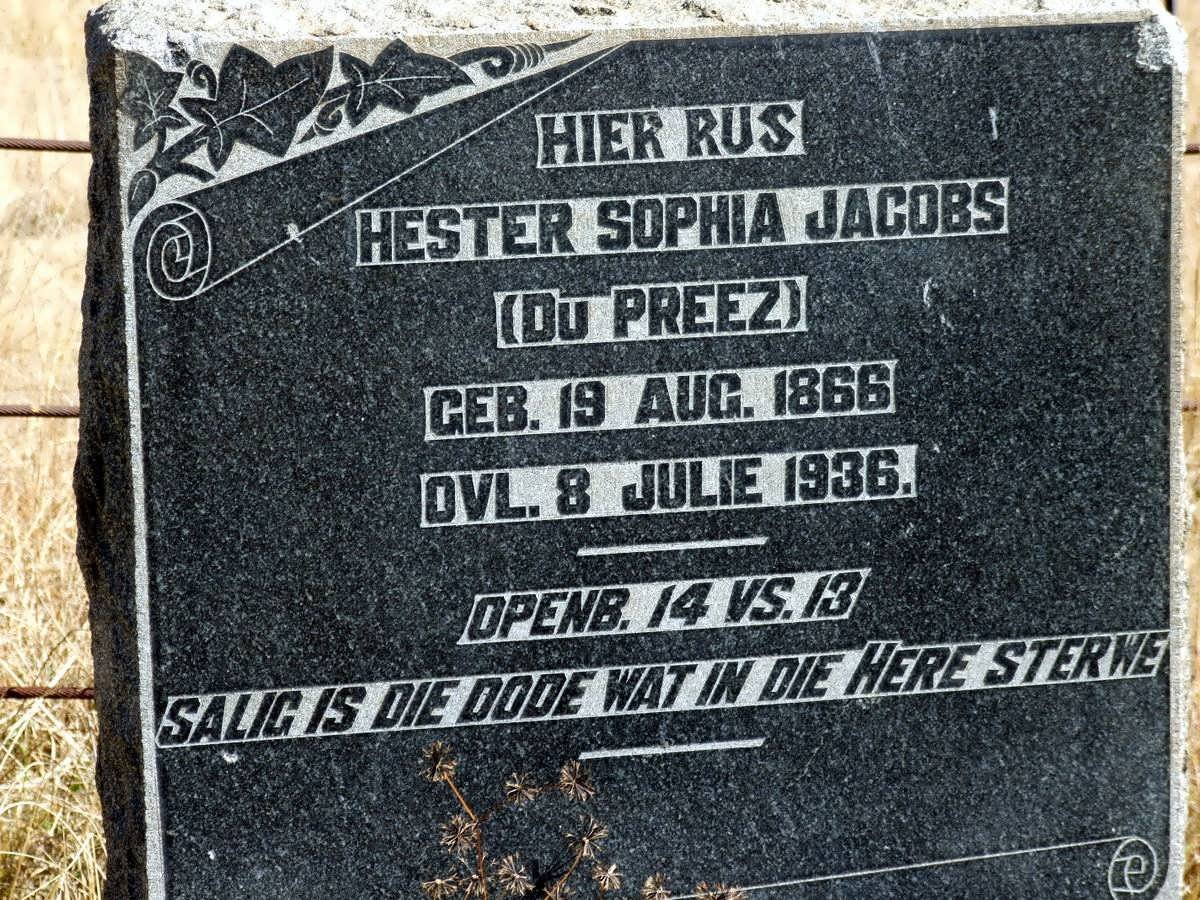 JACOBS Hester Sophia nee DU PREEZ 1866-1936