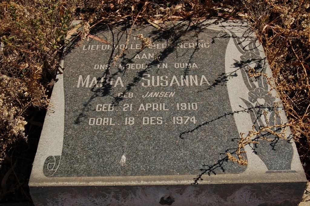 TRUTER Maria Susanna nee JANSEN 1910-1974