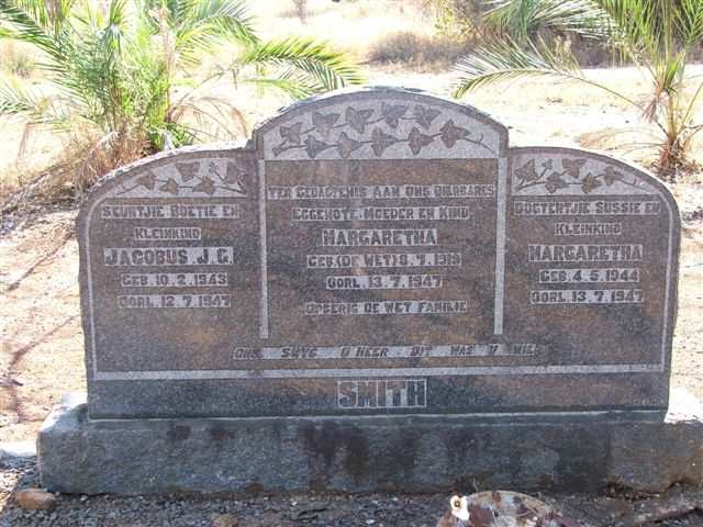 SMITH Margaretha nee DE WET 1919-1947 :: SMITH Jacobus J.G. 1943-1947 :: SMITH Margaretha 1944-1947