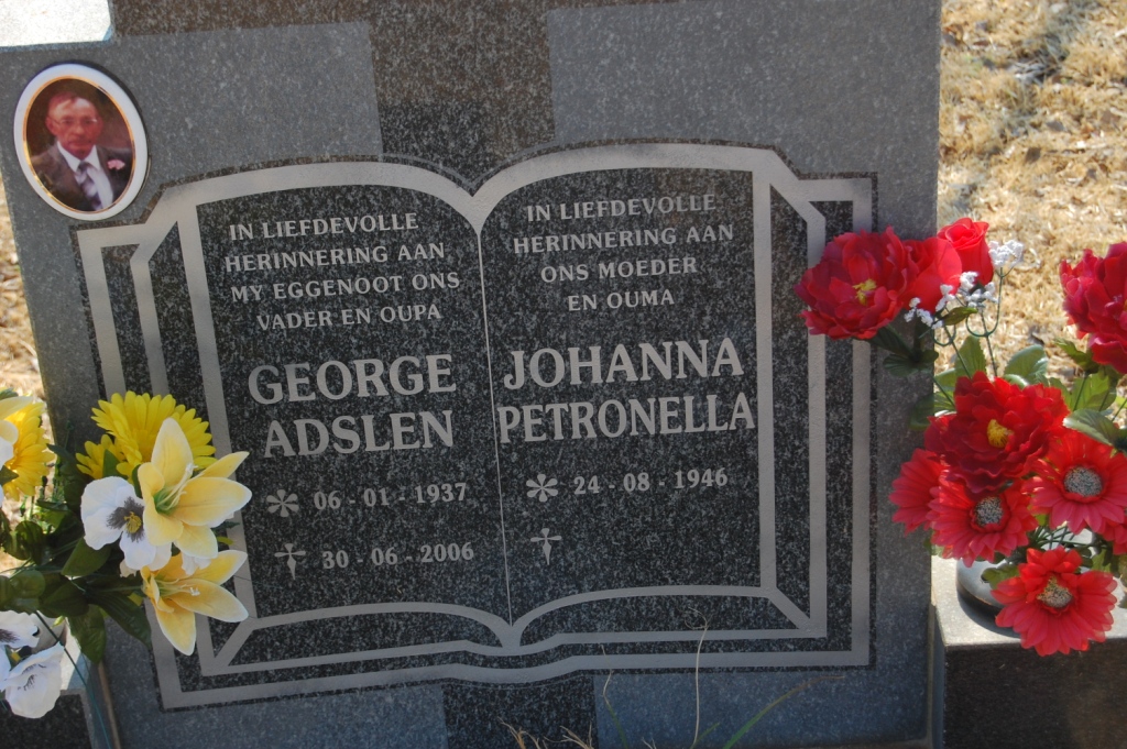 ADSLEN George 1937-2006 &amp; Johanna Petronella 1946-