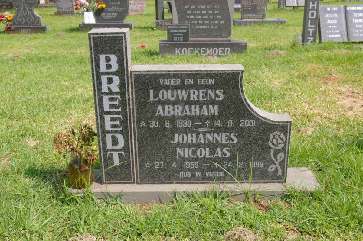 BREEDT Louwrens Abraham 1930-2001 :: BREEDT Johannes Nicolas 1959-1998