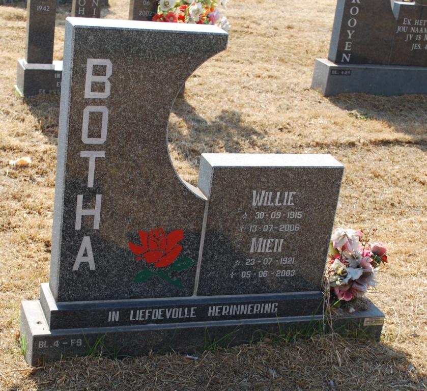 BOTHA Willie 1915-2006 &amp; Miem 1921-2003