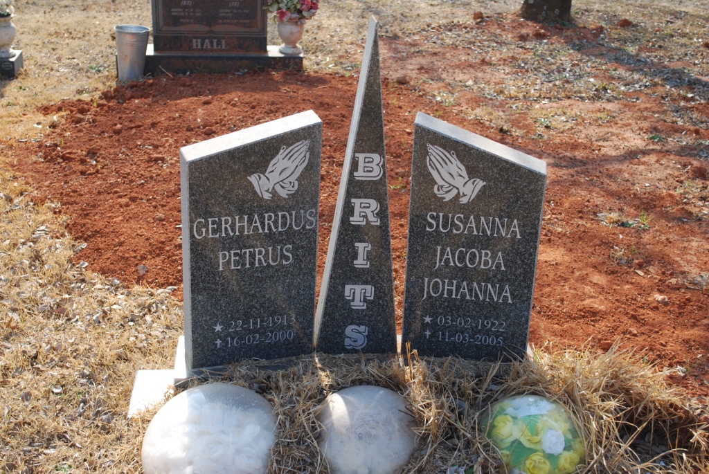 BRITS Gerhardus Petrus 1913-2000 &amp; Susanna Jacoba Johanna 1922-2005