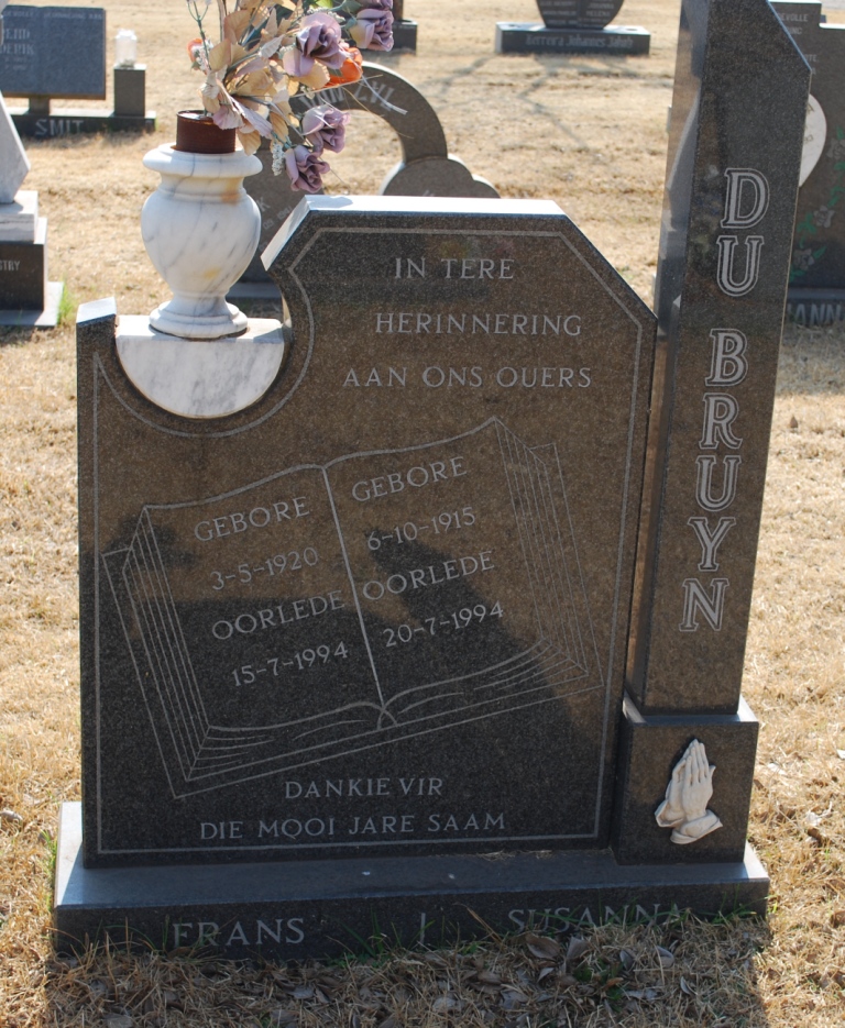 BRUYN  Frans, du 1920-1994 &amp; Susanna 1915-1994