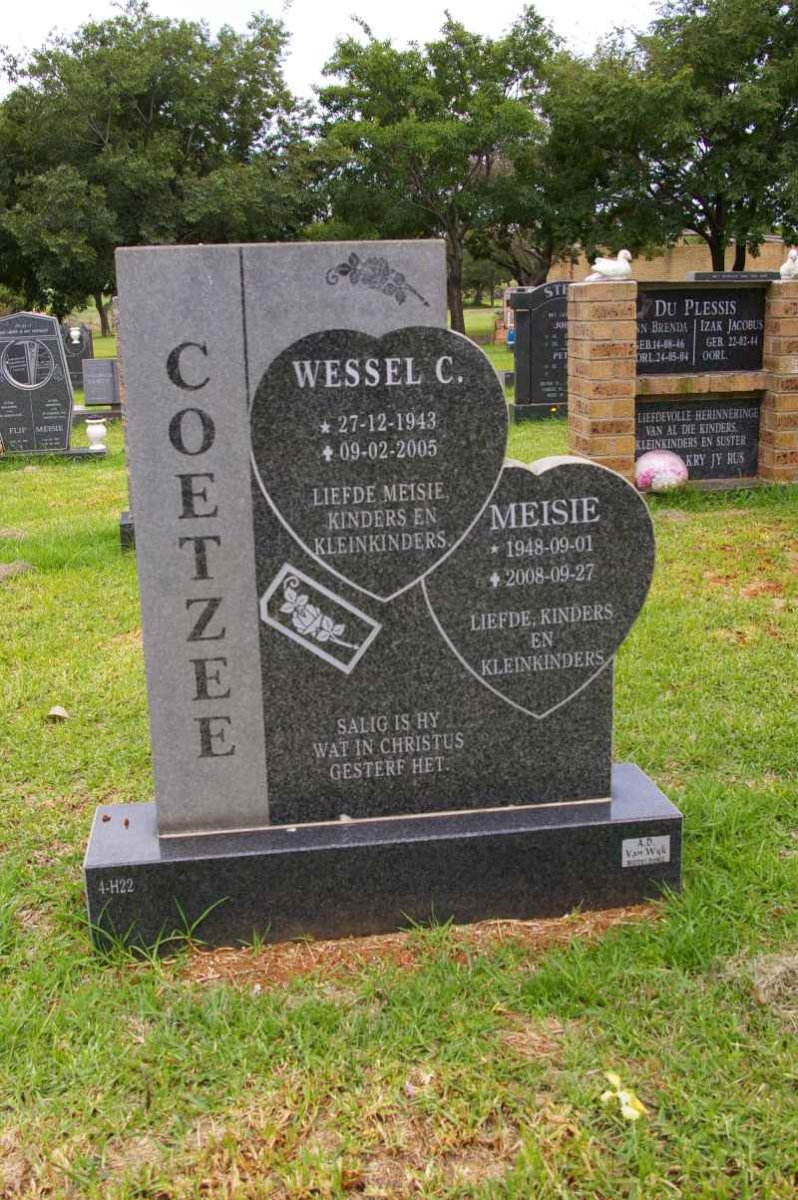 COETZEE Wessel C. 1943-2005 &amp; Meisie 1948-2008