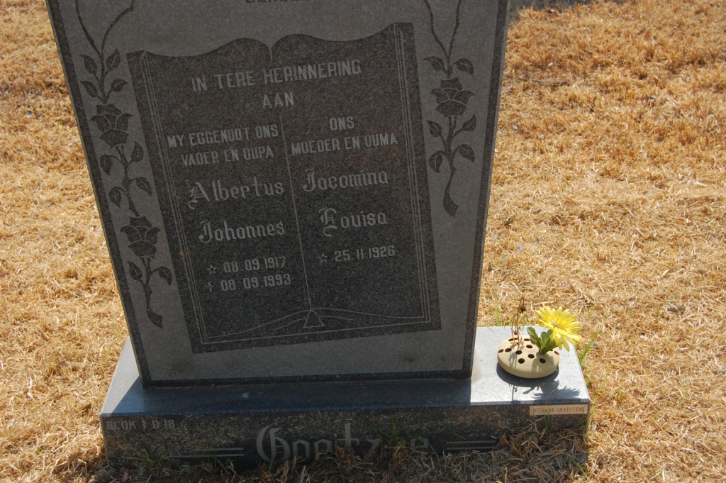 COETZEE Albertus Johannes 1917-1993 &amp; Jacomina Louisa 1926-