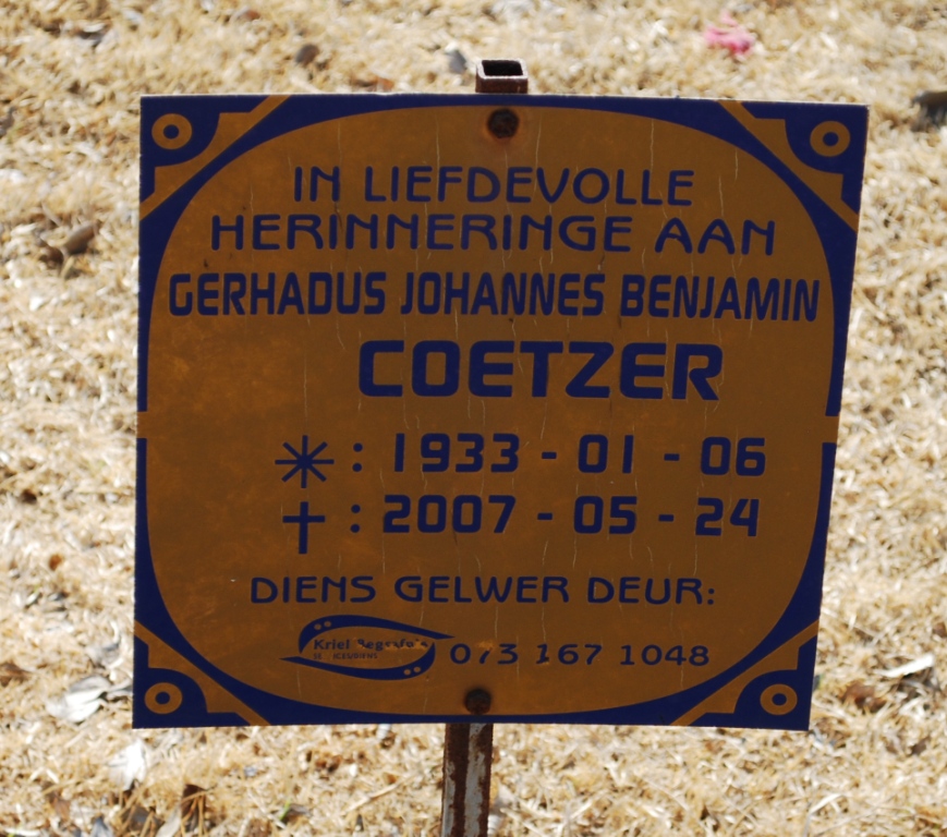 COETZER Gerhardus Johannes Benjamin 1933-2007