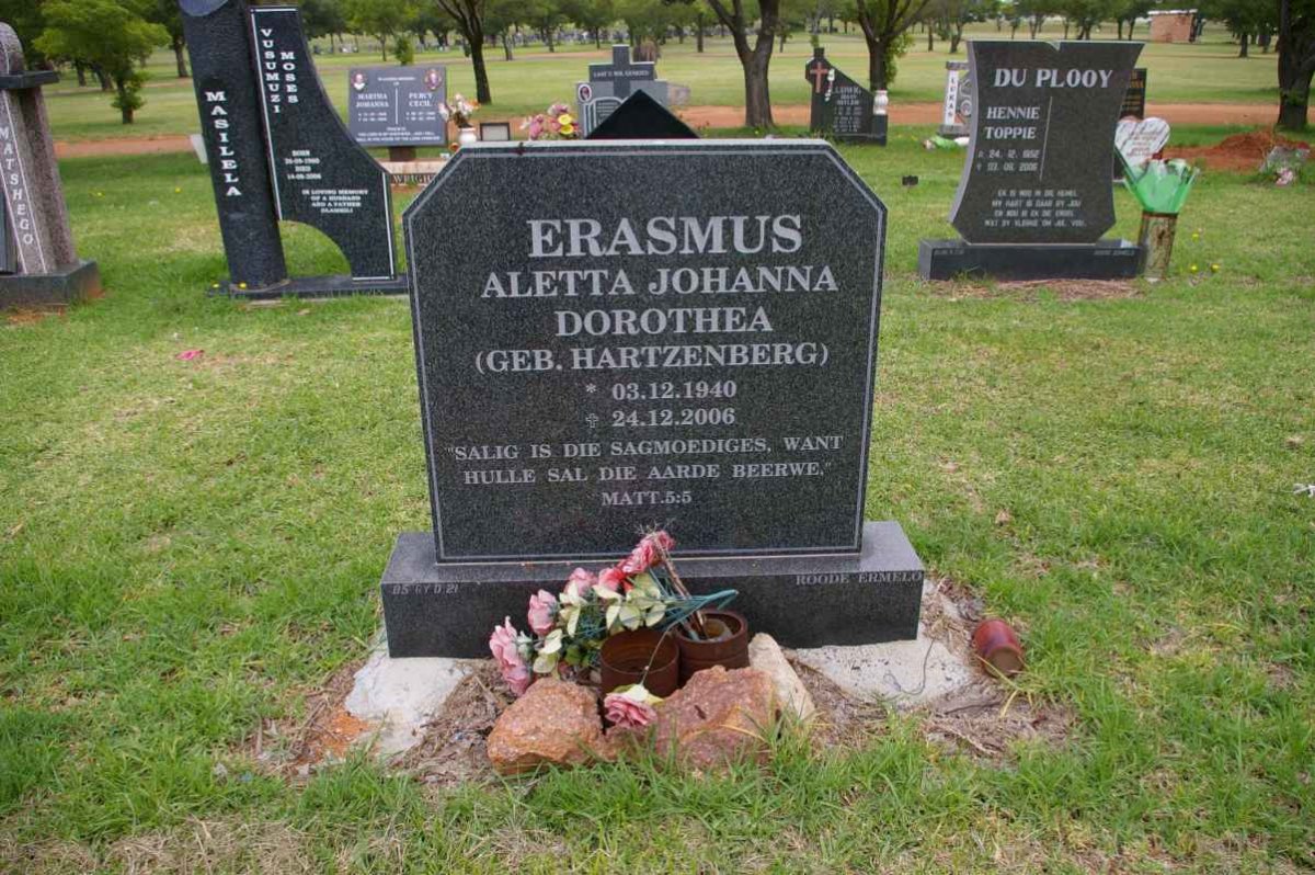 ERASMUS Aletta Johanna Dorothea nee HARTZENBERG 1940-2006