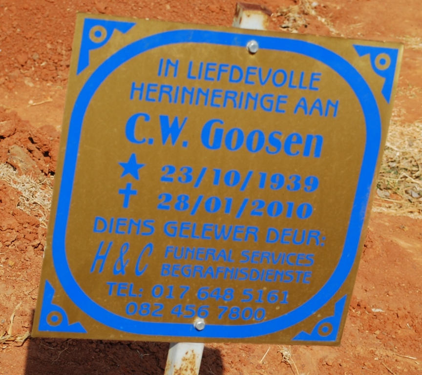 GOOSEN C.W. 1939-2010