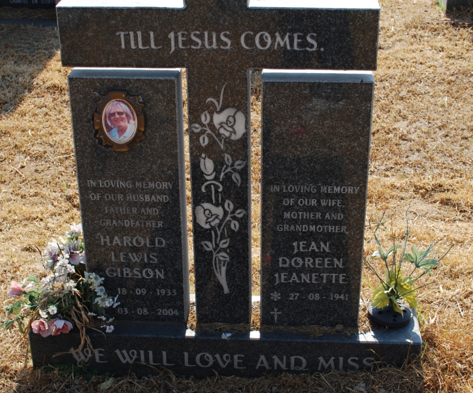 GIBSON Harold Lewis 1935-2004 &amp; Jean Doreen Jeanette 1941-