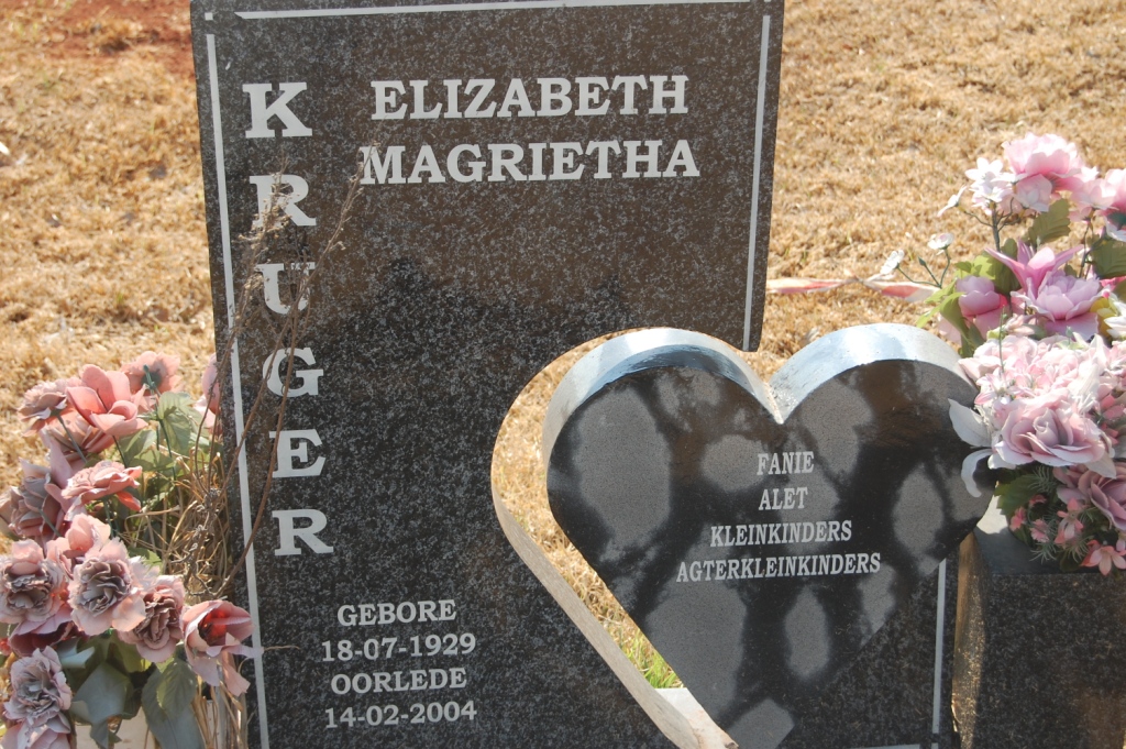 KRUGER Elizabeth Magrietha 1929-2004