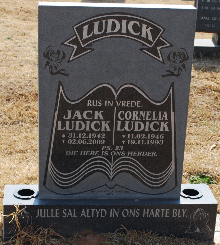 LUDICK Jack 1942-2009 &amp; Cornelia 1946-1998
