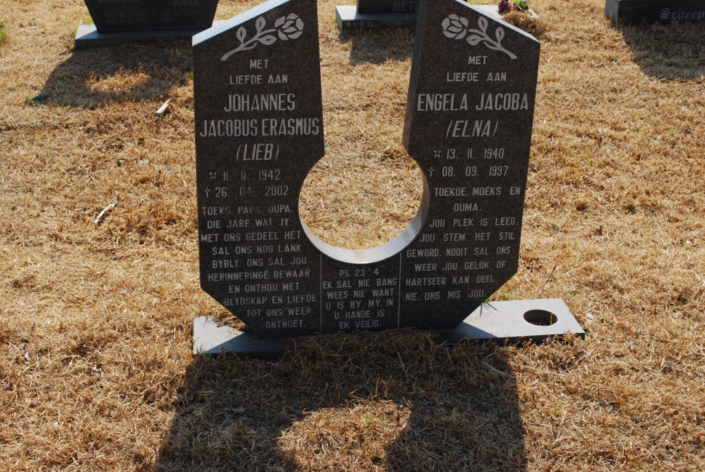 LIEBENBERG Johannes Jacobus Erasmus 1942-2002 &amp; Engela Jacoba 1940-1997
