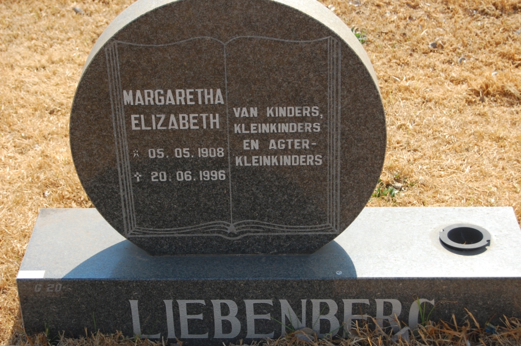 LIEBENBERG Margaretha Elizabeth 1908-1996
