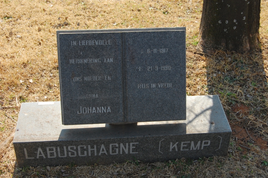 LABUSCHAGNE Johanna nee KEMP 1917-1990