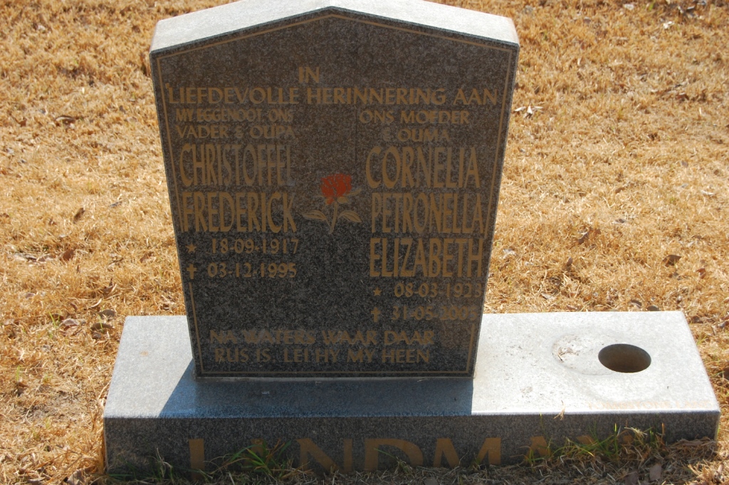 LANDMAN Christoffel Frederick 1917-1995 &amp; Cornelia Petronella Elizabeth 1929-2005
