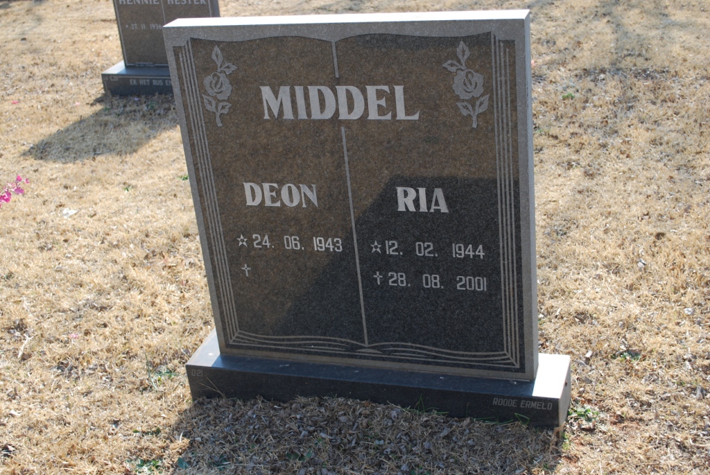 MIDDEL Deon 1943- &amp; Ria 1944-2001
