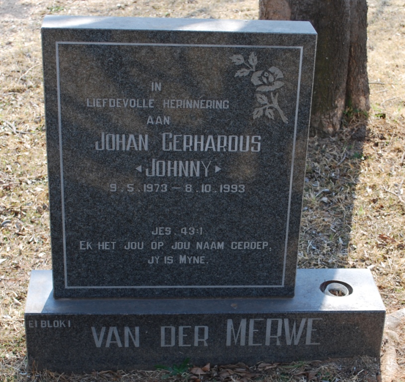 MERWE Johan Gerhardus, van der 1973-1993