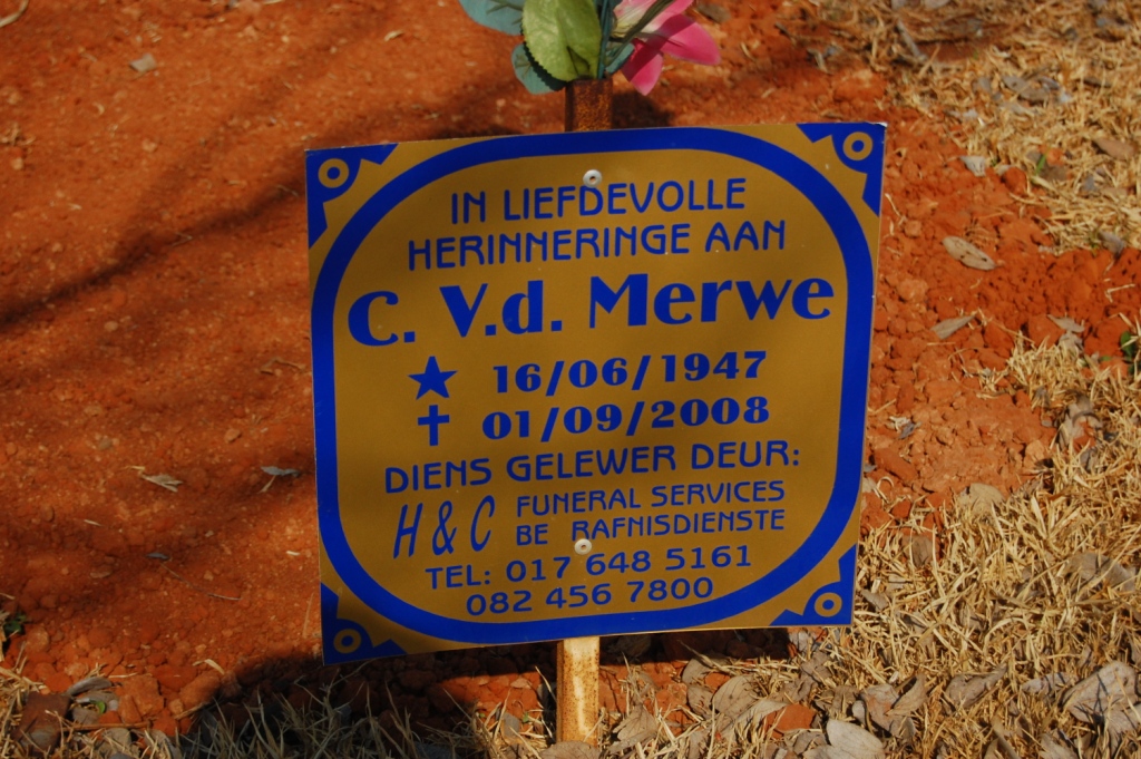 MERWE C., v.d. 1947-2008