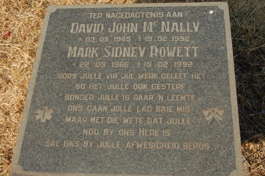 McNALLY David Johan 1965-1992 :: ROWETT Mark Sidney 1966-1992