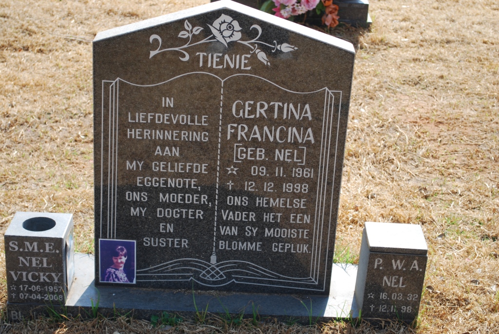 NEL P.W.A. 1932-1998 ::  NEL S.M.F. 1957-2008 :: ? Gertina Francina nee NEL 1961-1998