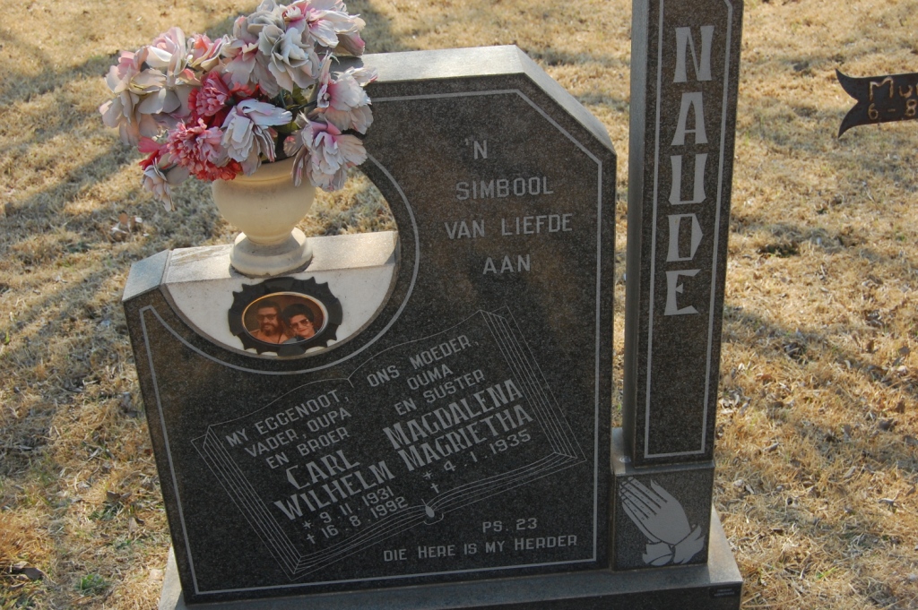 NAUDE Carl Wilhelm 1931-1992 &amp; Magdalena Margaretha 1935-