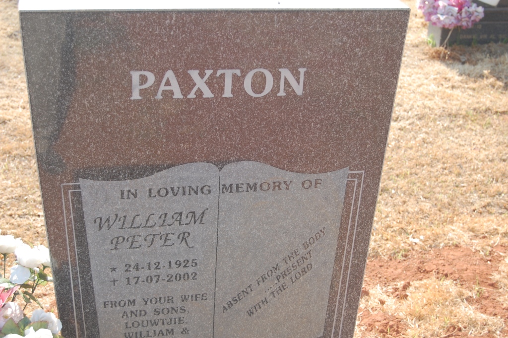 PAXTON William Peter 1925-2002